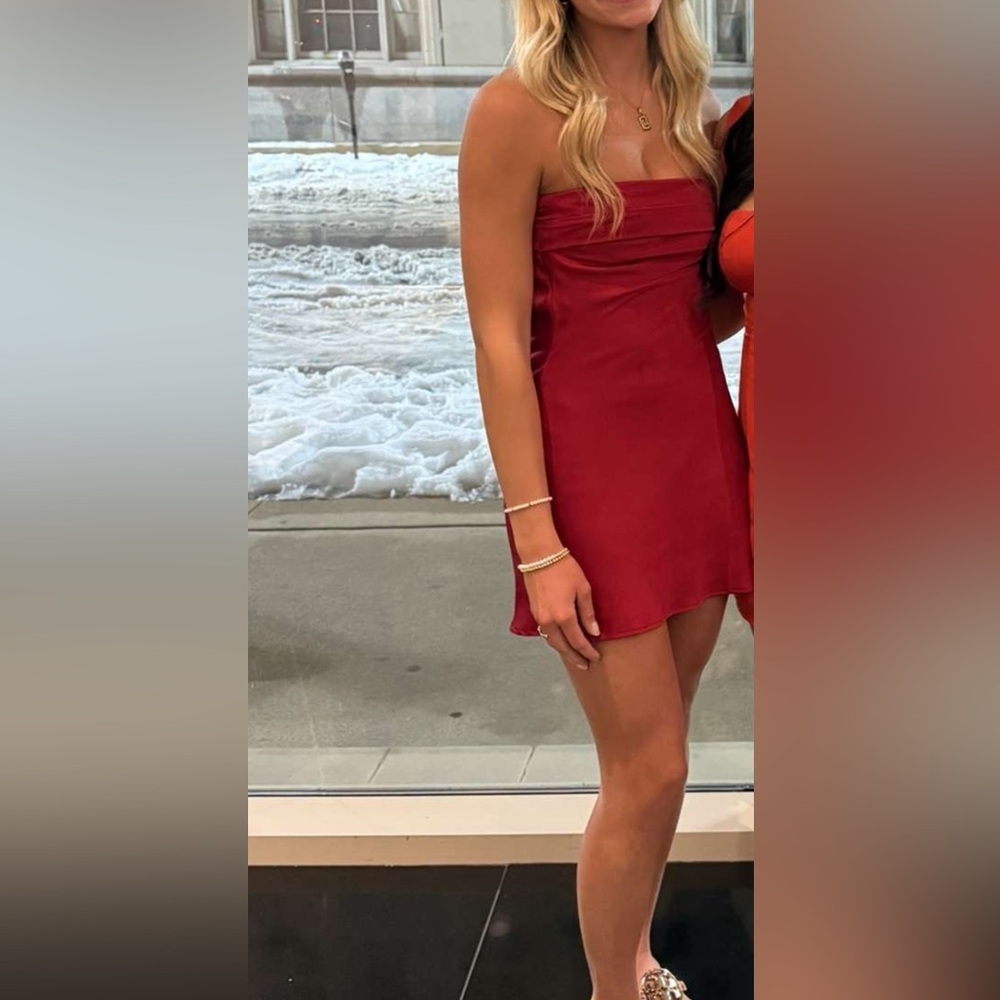 Splash Red Strapless Mini Dress